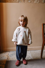 Sweat-shirt Polaire Ours Dots Ecru