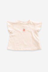 T-Shirt SM bébé pour idée cadeaux de naissance original - Play Up - T-Shirt Flamé Petite Pêche Crème en coton bio - Photo 2