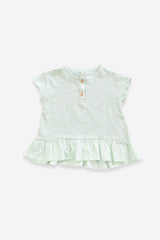 T-Shirt SM bébé pour idée cadeaux de naissance original - Play Up - T-Shirt Flamé Jersey Vert en coton bio - Photo 2
