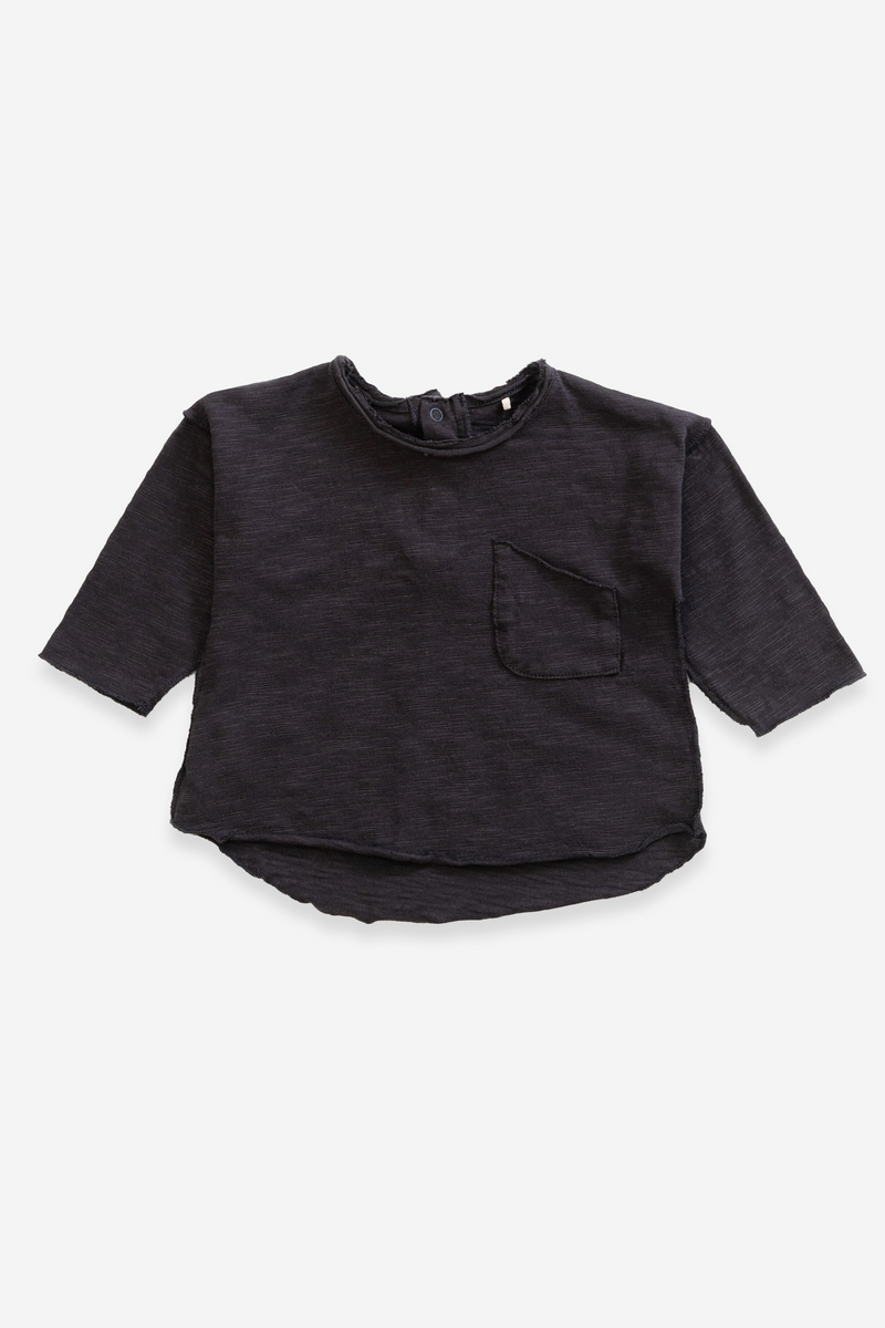 T-Shirt MC bébé pour idée cadeaux de naissance original - Play Up - T-Shirt Flamé OldTile Noir en coton bio - Photo 2