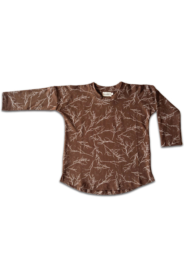 T-Shirt Bébé en Coton Bio -  Minabulle  -  T-Shirt Lou Imprimé Branches Cannelle- Photo 1
