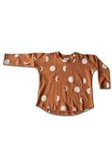 T-Shirt Bébé en Coton Bio -  Minabulle  -  T-Shirt Lou Imprimé Lunes Cannelle- Photo 1