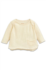 T-Shirt ML bébé pour cadeau de naissance original - Play Up - T-Shirt Botany avec Poche Jaune Clair en coton bio - Photo 1