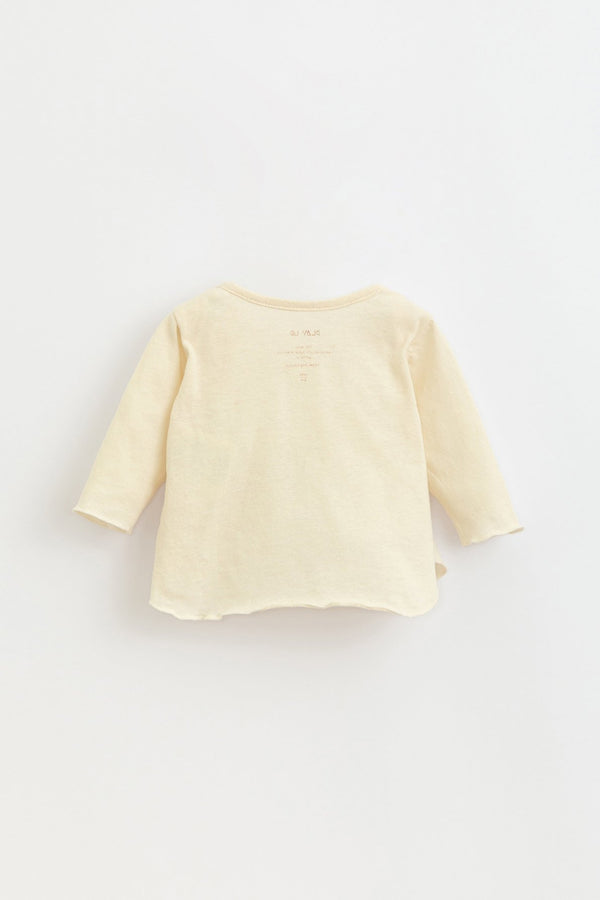 T-Shirt ML bébé pour idée cadeaux de naissance original - Play Up - T-Shirt Botany avec Poche Jaune Clair en coton bio - Photo 2