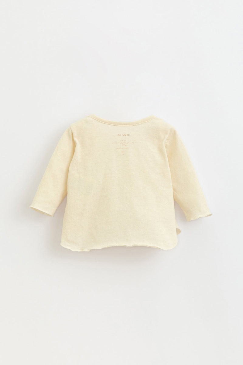 T-Shirt ML bébé pour idée cadeaux de naissance original - Play Up - T-Shirt Botany avec Poche Jaune Clair en coton bio - Photo 2