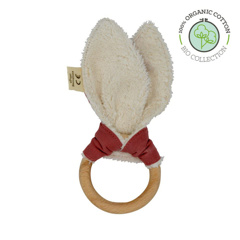 Anneau de Dentition en Coton Bio Lapin Rose