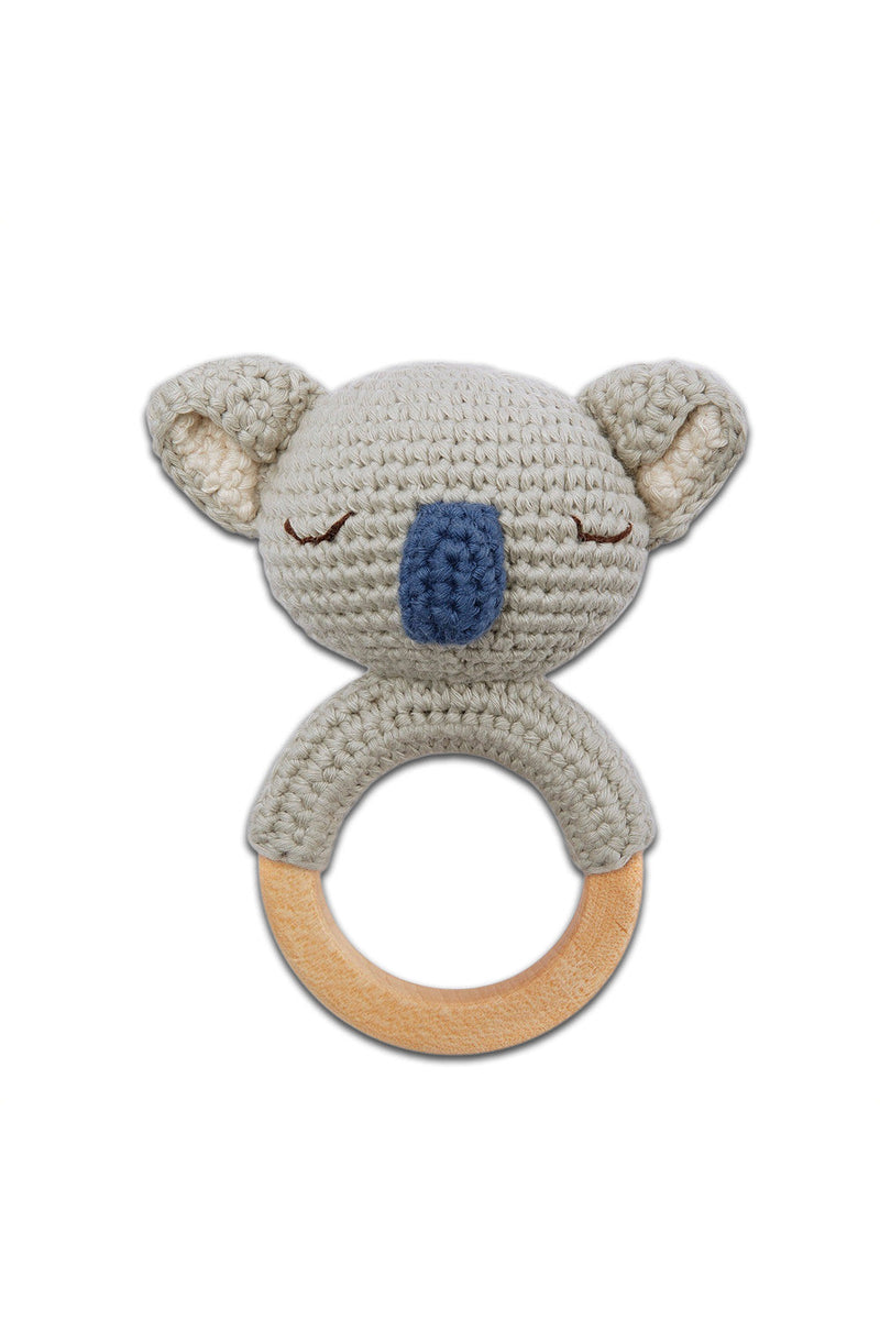 Anneau de Dentition bébé pour cadeau de naissance original - Patti Oslo - Anneau de Dentition Koala Gris en coton bio - Photo 1