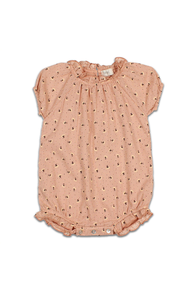 Barboteuse MC bébé pour idée cadeaux de naissance original - Buho - Barboteuse en Coton Bio Fleurie Bois de Rose en coton bio - Photo 2