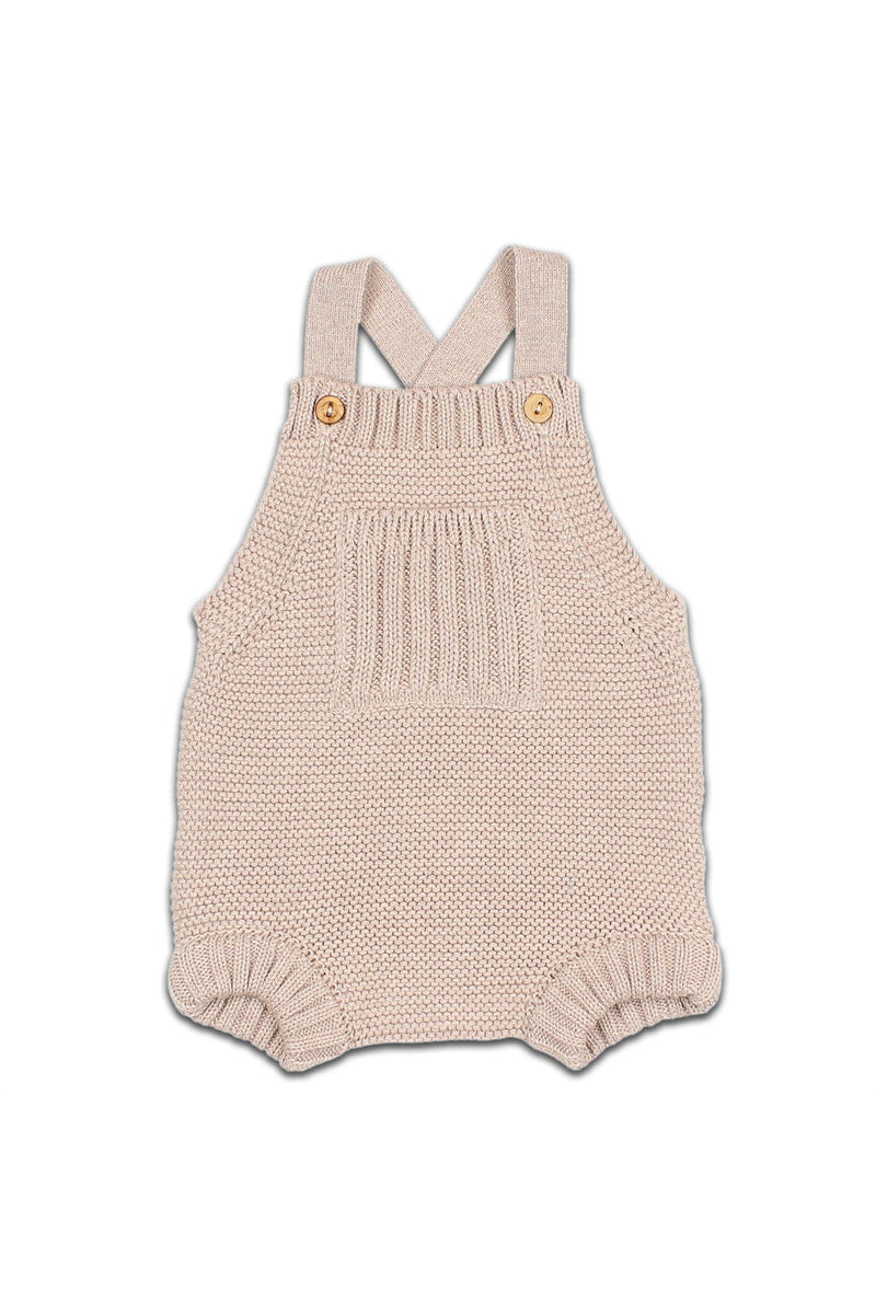 Barboteuse MC bébé pour cadeau de naissance original - Buho - Barboteuse Nouveau-Né Tricotée Sesame Beige en coton bio - Photo 1