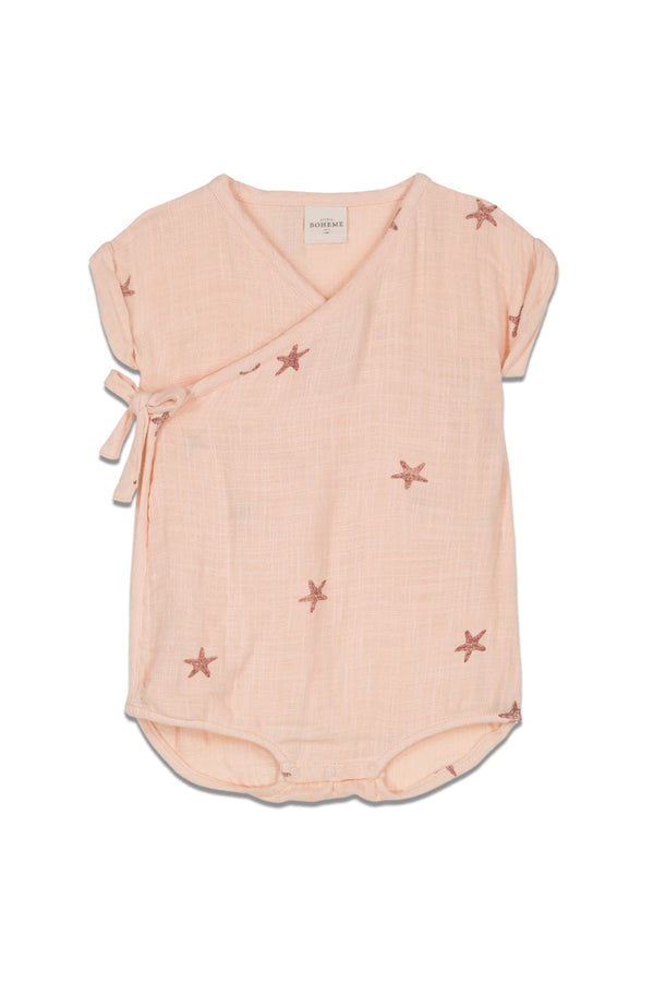 Barboteuse en Coton Bio Nuage Etoile de Mer Rose