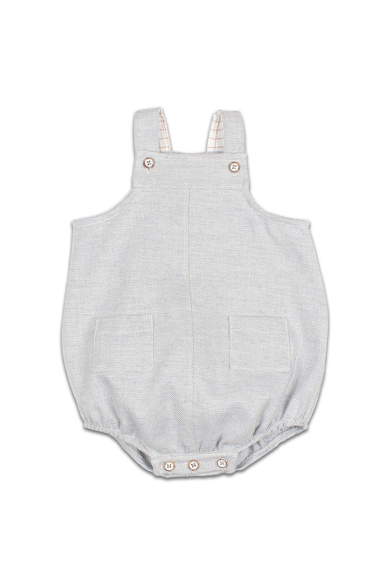 Barboteuse SM bébé pour cadeau de naissance original - Buho - Barboteuse en Lin Gris Clair en coton bio - Photo 1