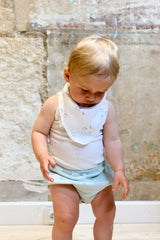 Bavoir Bandana bébé pour idée cadeaux de naissance original - Joey Paris - Bavoir Bandana Imprimé Museau Blanc en coton bio - Photo 2