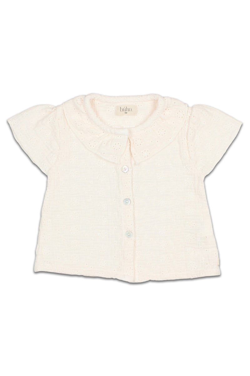 Blouse bébé pour cadeau de naissance original - Buho - Blouse Brodée en Coton Bio Talc Ecrue en coton bio - Photo 1