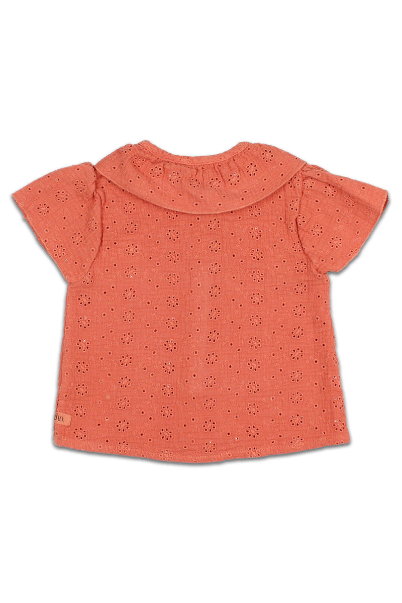 Blouse bébé pour idée cadeaux de naissance original - Buho - Blouse Brodée en Coton Bio Terracota en coton bio - Photo 2