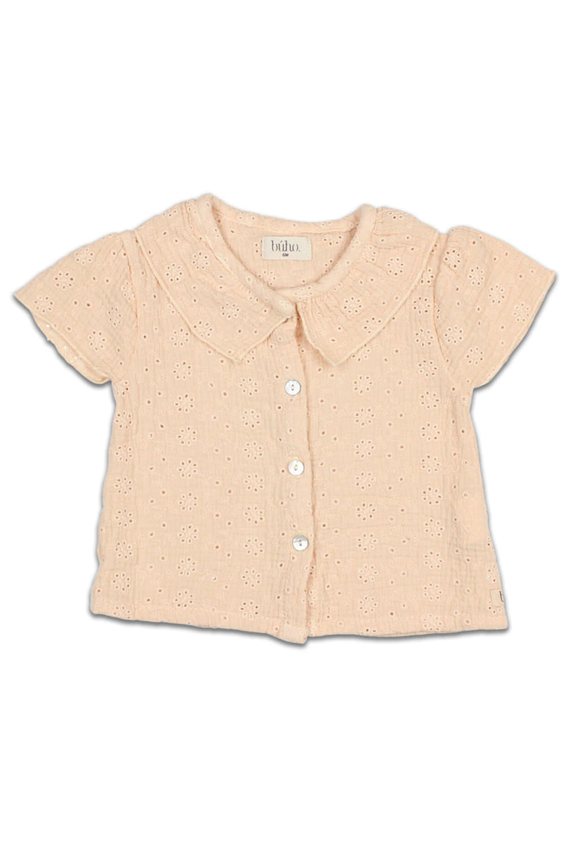 Blouse bébé pour cadeau de naissance original - Buho - Blouse Brodée en Coton Bio Vanille en coton bio - Photo 1