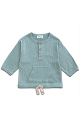 Blouse bébé pour cadeau de naissance original - Play Up - Blouse Jersey Bleu Ciel en coton bio - Photo 1
