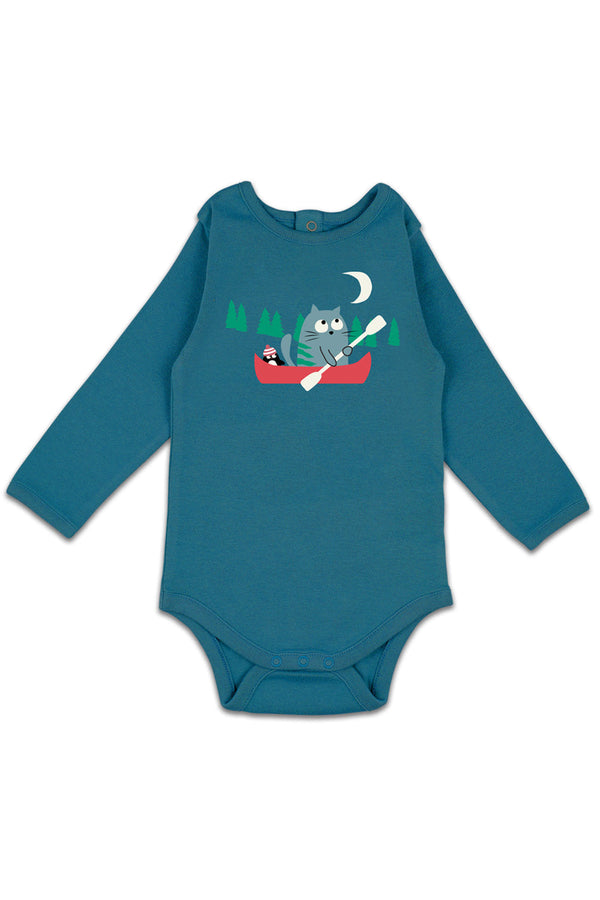 Body ML bébé pour cadeau de naissance original - La Queue Du Chat - Body Canoë Bleu Corsaire en coton bio - Photo 1