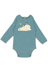 Body ML bébé pour cadeau de naissance original - La Queue Du Chat - Body Ours Polaire Bleu Clair en coton bio - Photo 1