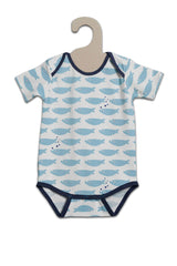 Body MC bébé pour cadeau de naissance original - L'Asticot - Body Alix Poisson Bleu Ciel en coton bio - Photo 1