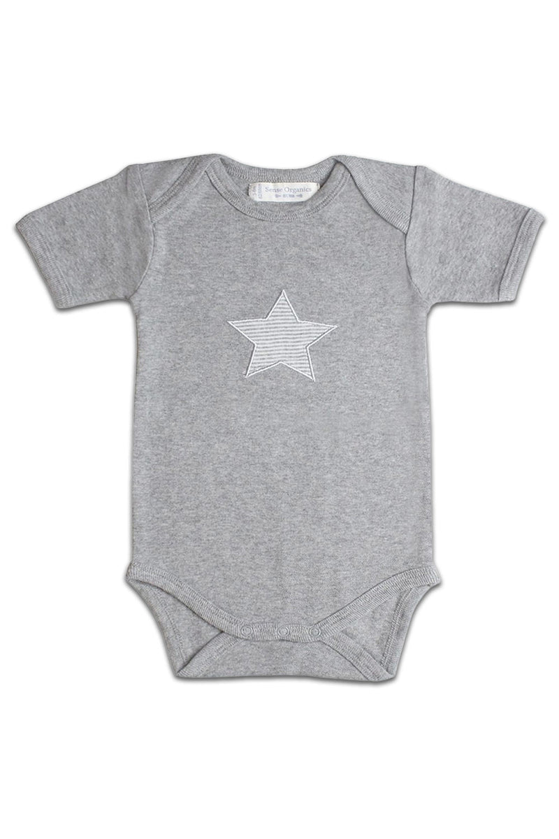 Body MC bébé pour cadeau de naissance original - Sense Organics - Body Luna Big Star Gris en coton bio - Photo 1