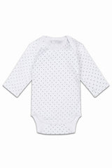 Body ML bébé pour cadeau de naissance original - Sense Organics - Body Blanc Petites Etoiles Grises en coton bio - Photo 1