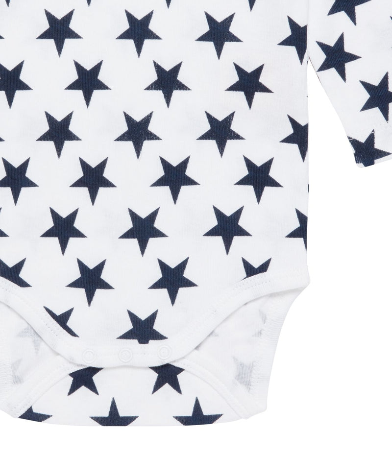 Body ML bébé pour idée cadeaux de naissance original - Sense Organics - Body Blanc Navy Stars en coton bio - Photo 3