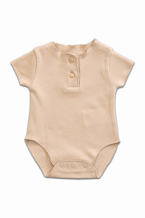 Body MC bébé pour cadeau de naissance original - Play Up - Body Natural Beige en coton bio - Photo 1