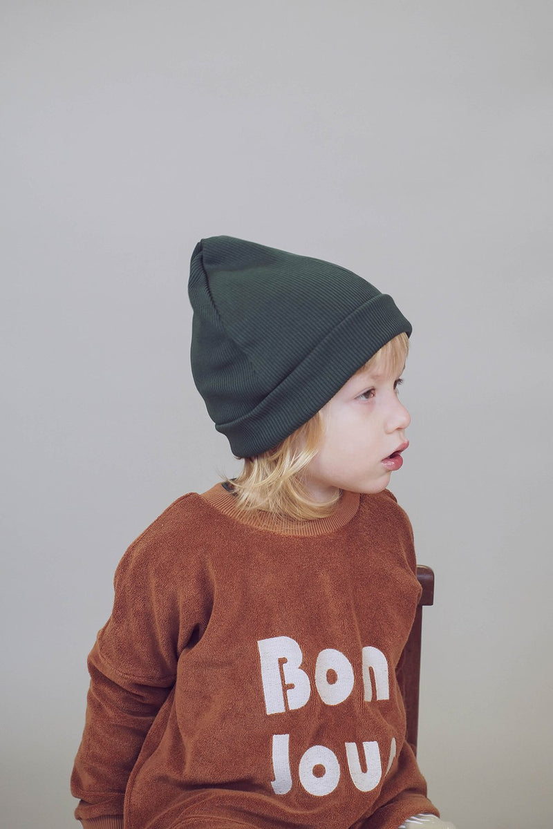 Bonnet bébé pour idée cadeaux de naissance original - Minabulle - Bonnet Karel Vert Sapin en coton bio - Photo 4