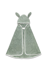 Cape de Bain bébé pour cadeau de naissance original - Fabelab - Cape de Bain en Coton Bio à capuche Lapin Verte en coton bio - Photo 1