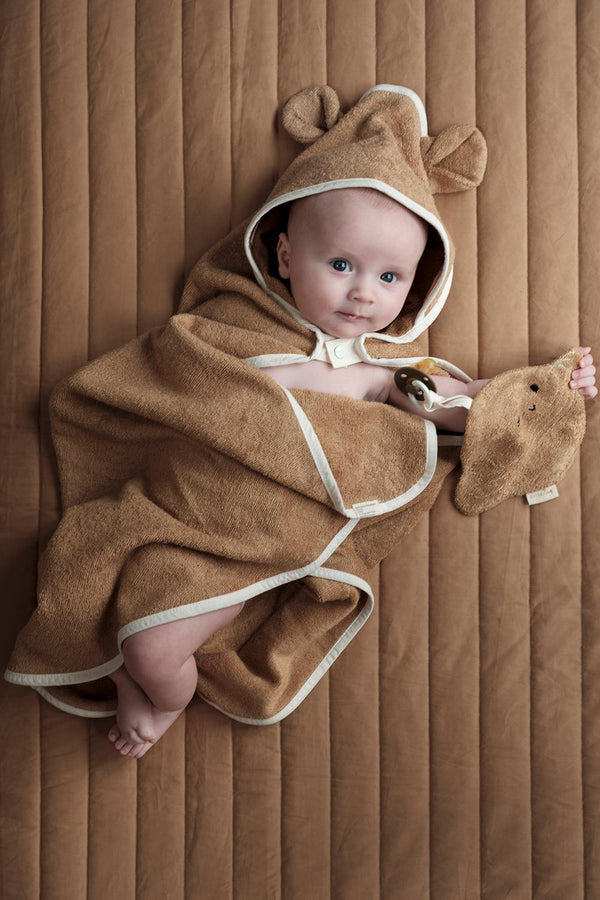 Cape de Bain en Coton Bio Ours Caramel