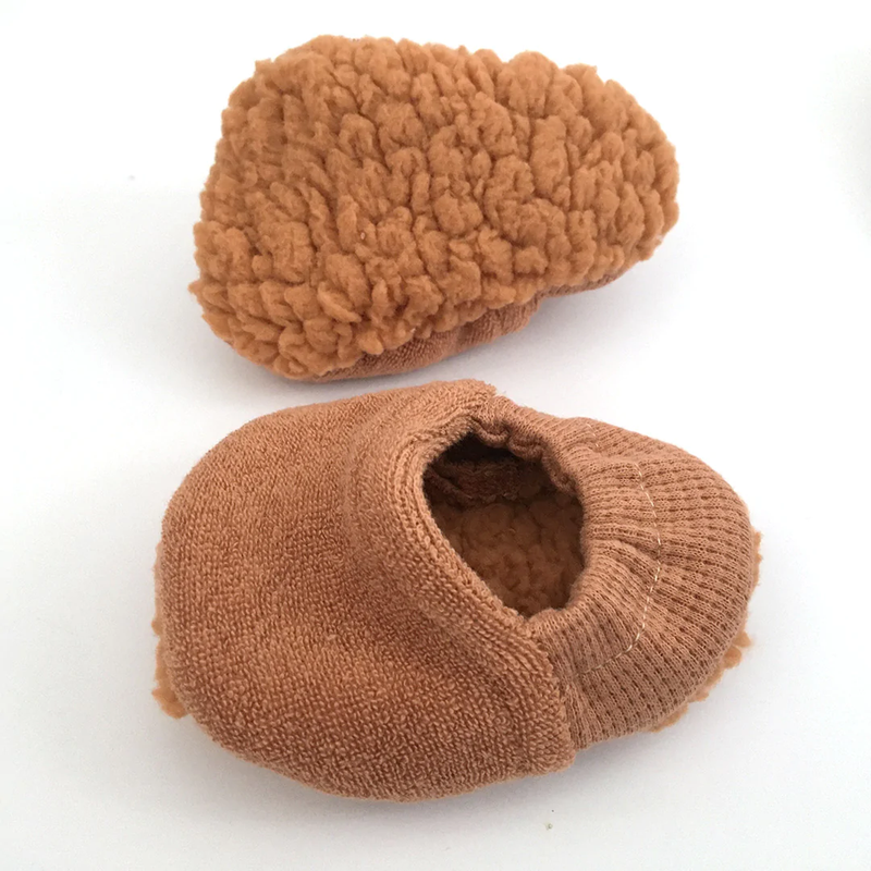 Chaussons bébé pour idée cadeaux de naissance original - Petit Pote - Chaussons d'Hiver pour Bébé Marrons en coton bio - Photo 2
