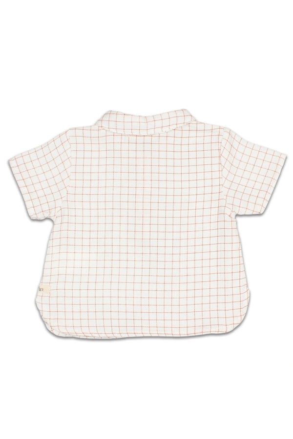 Chemise MC bébé pour idée cadeaux de naissance original - Buho - Chemise Imprimé Carreaux en Coton Bio pour Bébé Terracotta en coton bio - Photo 2