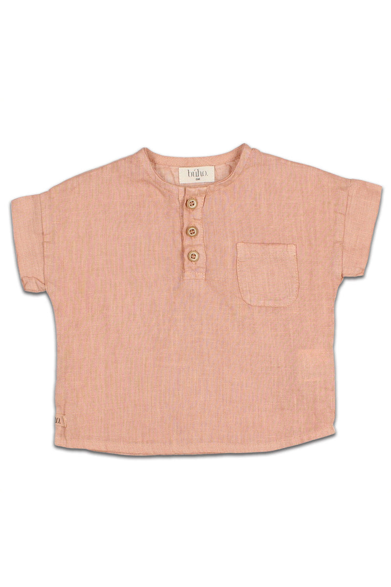 T-Shirt MC bébé pour cadeau de naissance original - Buho - T-Shirt en Lin Bois de Rose en coton bio - Photo 1