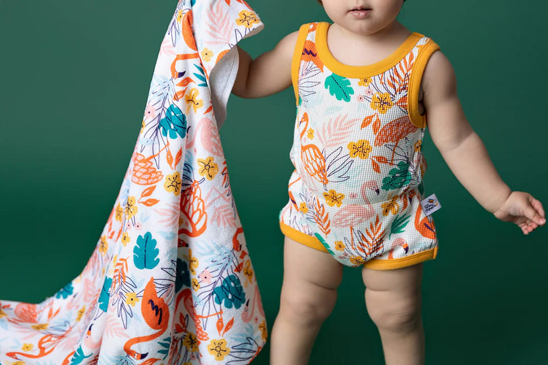 Combi-short évolutive en Coton Bio Flamingo Ecru & Orange