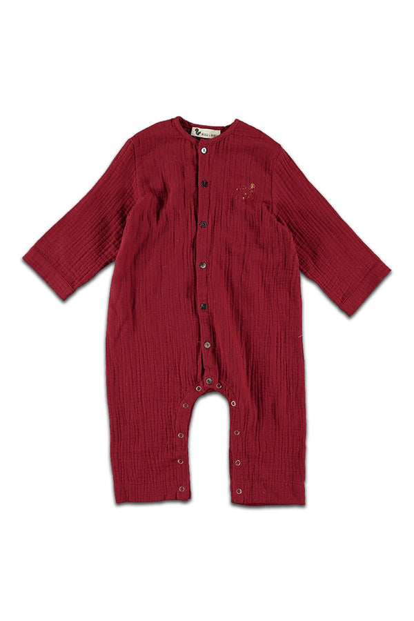 Combinaison bébé pour cadeau de naissance original - Risu Risu - Combinaison Pyjama Cosi Bordeaux en coton bio - Photo 1