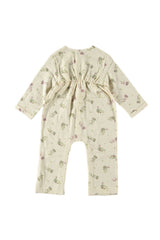 Combinaison bébé pour idée cadeaux de naissance original - Risu Risu - Combinaison Pyjama Cosi Fleurs Beige en coton bio - Photo 2