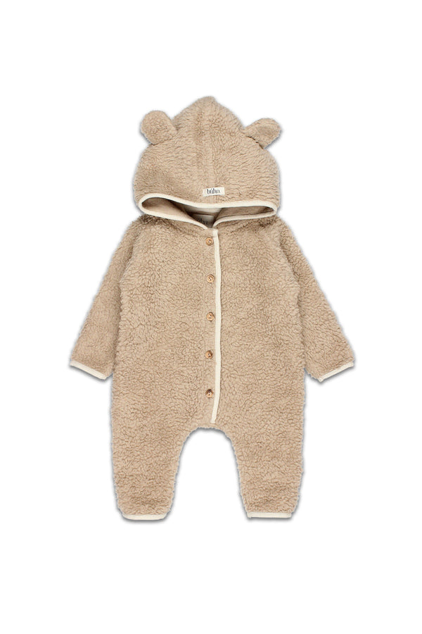 Combi-Pilote bébé pour cadeau de naissance original - Buho - Combinaison Pilote avec Capuche à Oreilles Beige en coton bio - Photo 1