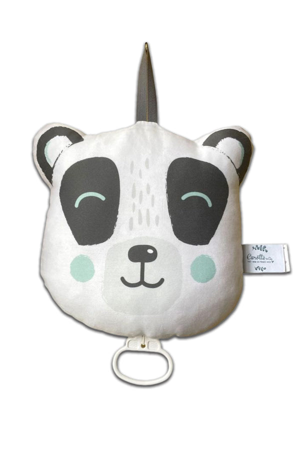 Jeu d'éveil bébé pour cadeau de naissance original - Carotte et Cie - Coussin Musical Panda Mistral Gagnant en coton bio - Photo 1