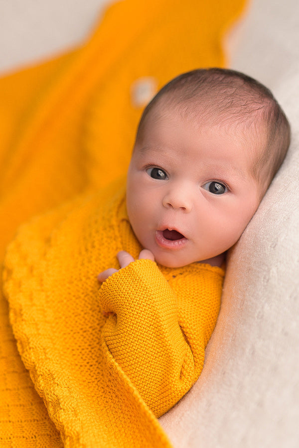 Couverture bébé pour idée cadeaux de naissance original - Micu Micu - Couverture Bébé en Coton Bio Tissé Ocre en coton bio - Photo 2