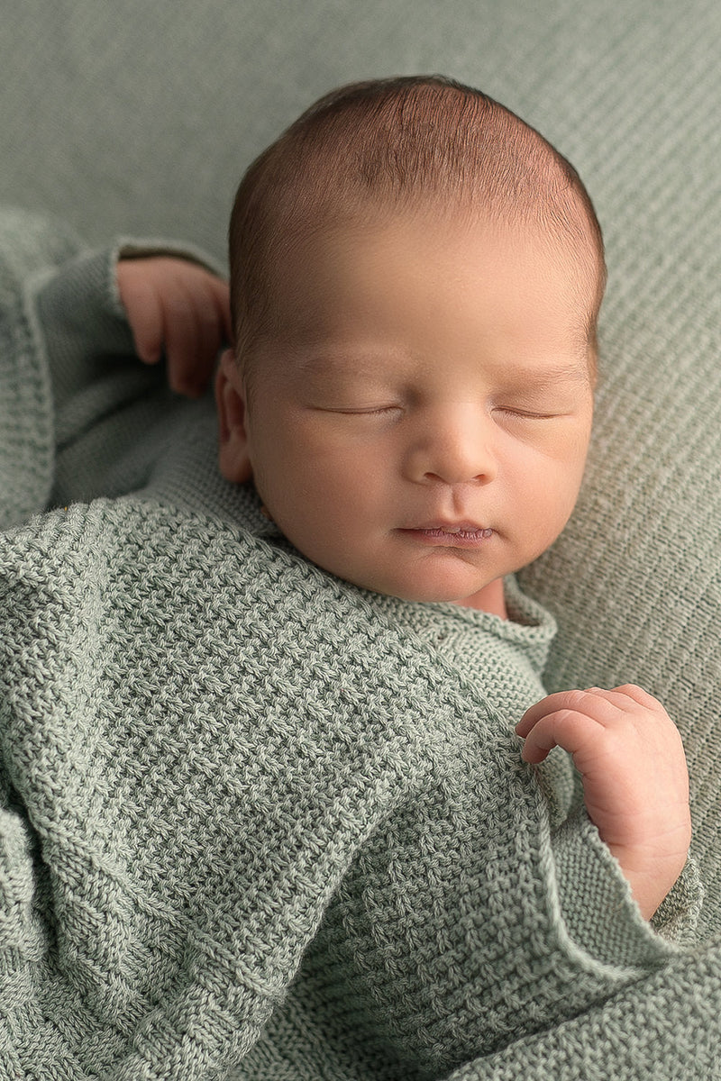 Couverture bébé pour idée cadeaux de naissance original - Micu Micu - Couverture Bébé en Coton Bio Tissé Vert Pâle en coton bio - Photo 2