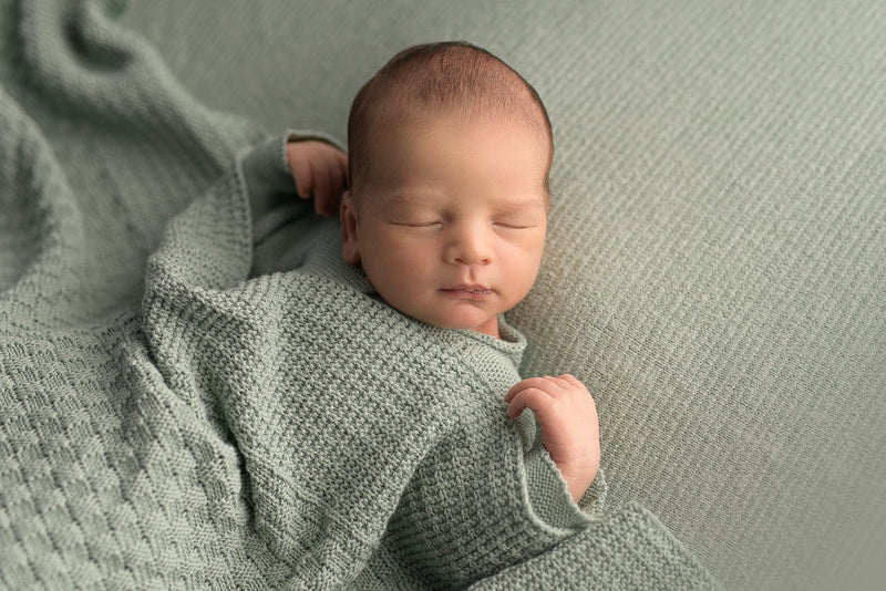 Couverture bébé pour idée cadeaux de naissance original - Micu Micu - Couverture Bébé en Coton Bio Tissé Vert Pâle en coton bio - Photo 4