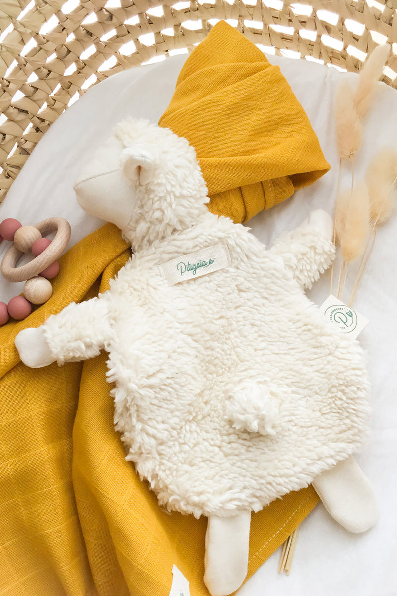 Doudou bébé pour idée cadeaux de naissance original - Pitigaïa - Doudou en Coton Bio Mouton Ecru en coton bio - Photo 2