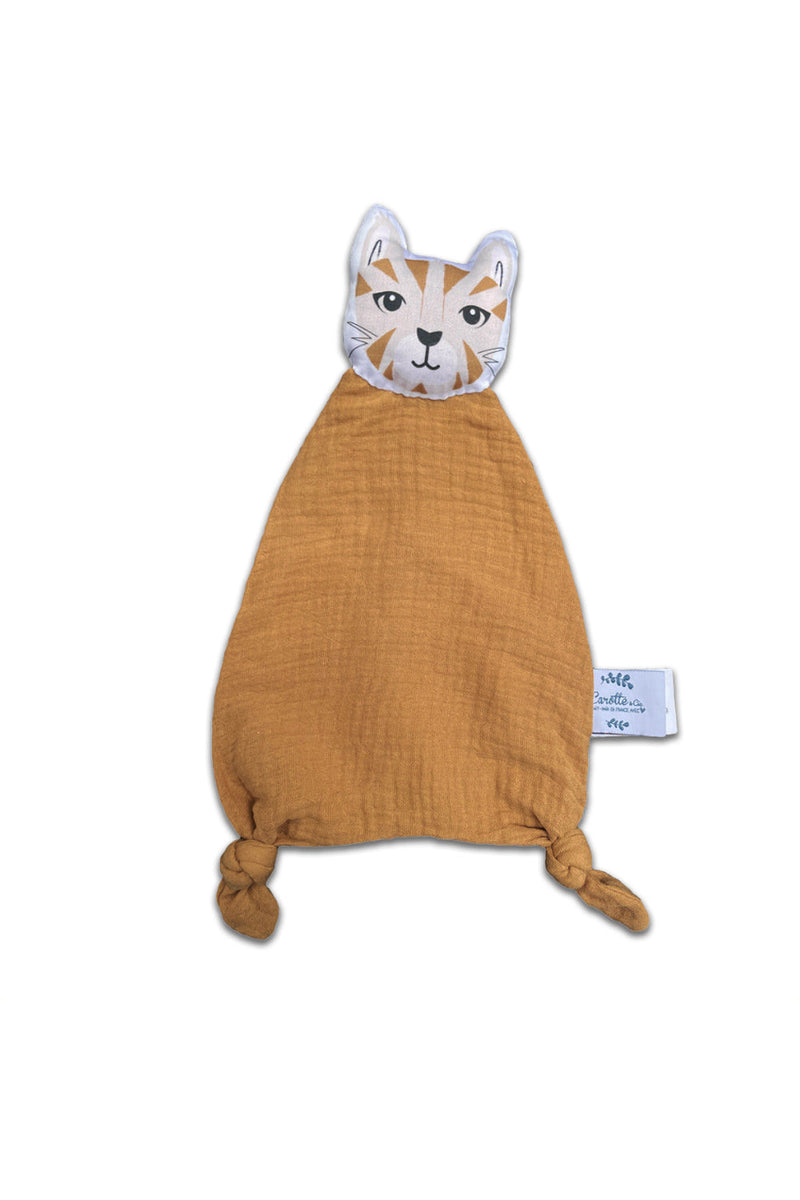 Doudou en Coton Bio Chat Camel-Orange