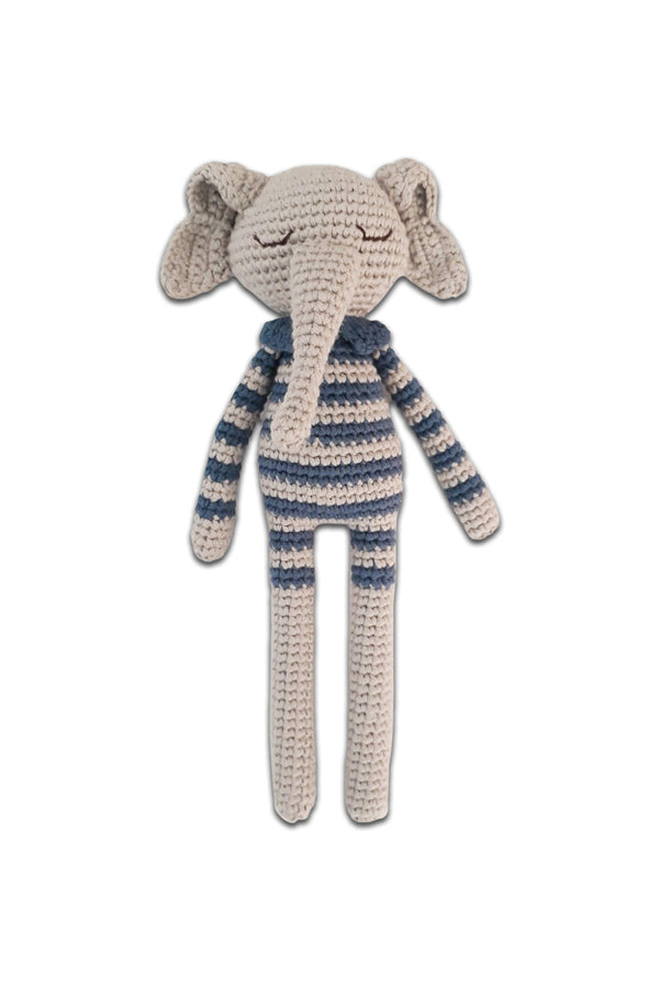 Doudou bébé pour cadeau de naissance original - Patti Oslo - Doudou en Crochet Ellie Eléphant Bleu en coton bio - Photo 1