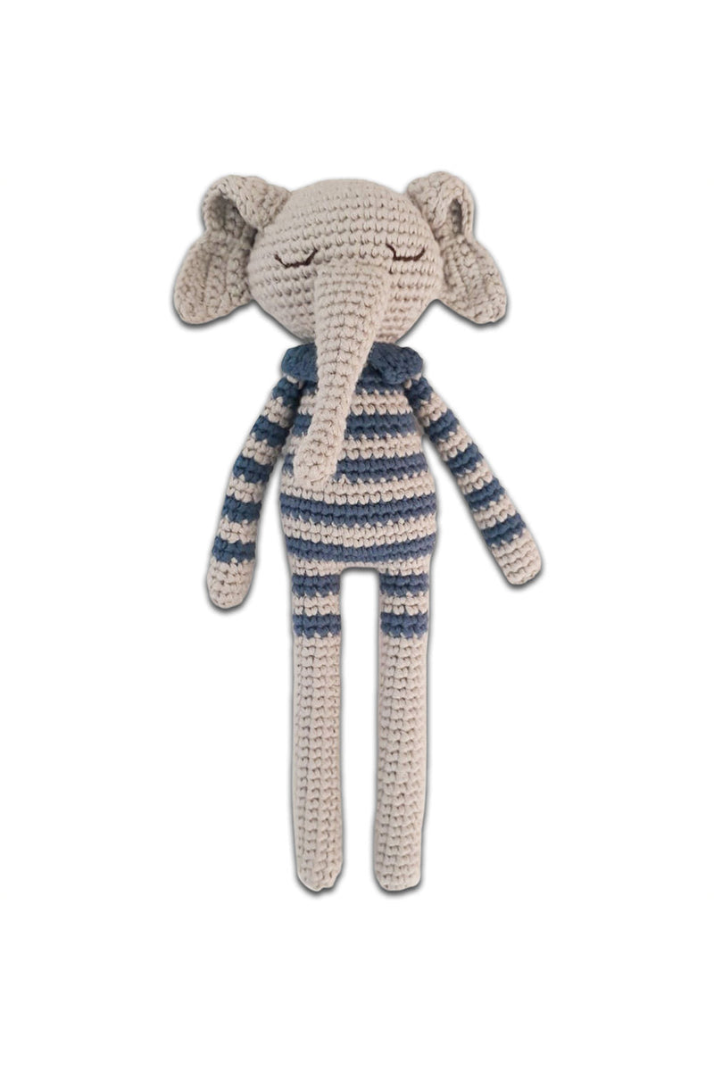Doudou Bébé en Coton Bio - Patti Oslo - Crochet Ellie Eléphant Bleu –  Pépites