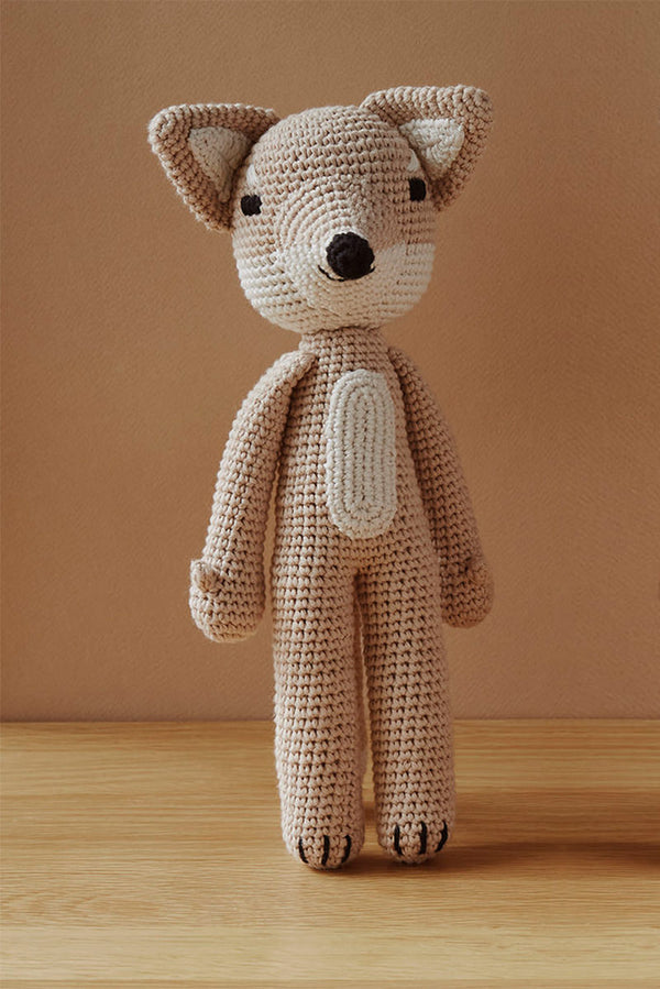 Doudou bébé pour idée cadeaux de naissance original - Patti Oslo - Doudou en Crochet Renard Artique Beige en coton bio - Photo 2
