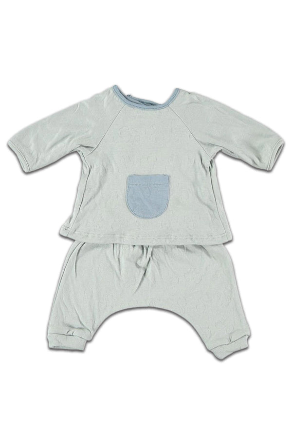 Ensemble bébé pour cadeau de naissance original - Risu Risu - Ensemble Piccolo Opale Bleu Gris en coton bio - Photo 1