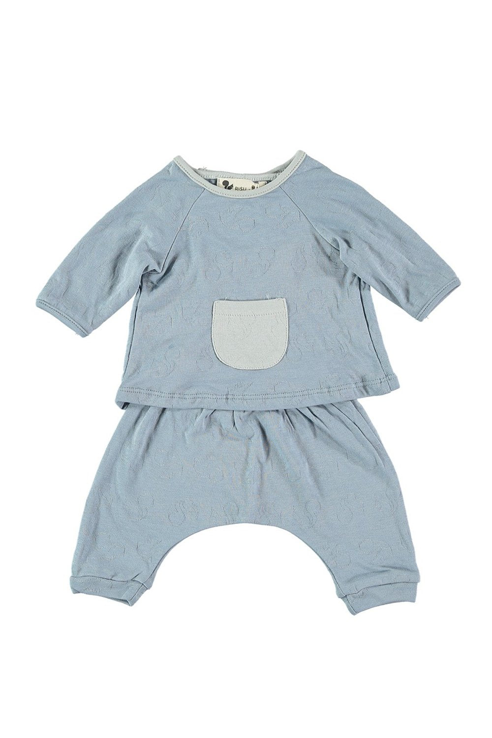 Ensemble / Pyjama Bébé Coton Bio - Risu Risu - Piccolo Bleu Clair – Pépites