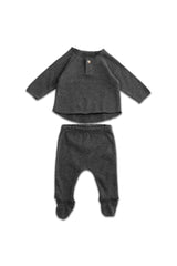 Pyjama bébé pour cadeau de naissance original - Play Up - Ensemble Pyjama Jersey Noir en coton bio - Photo 1