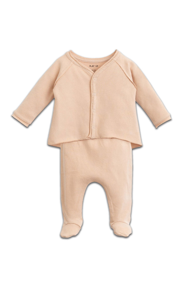 Pyjama bébé pour cadeau de naissance original - Play Up - Ensemble Pyjama en Jersey Rose Clair en coton bio - Photo 1